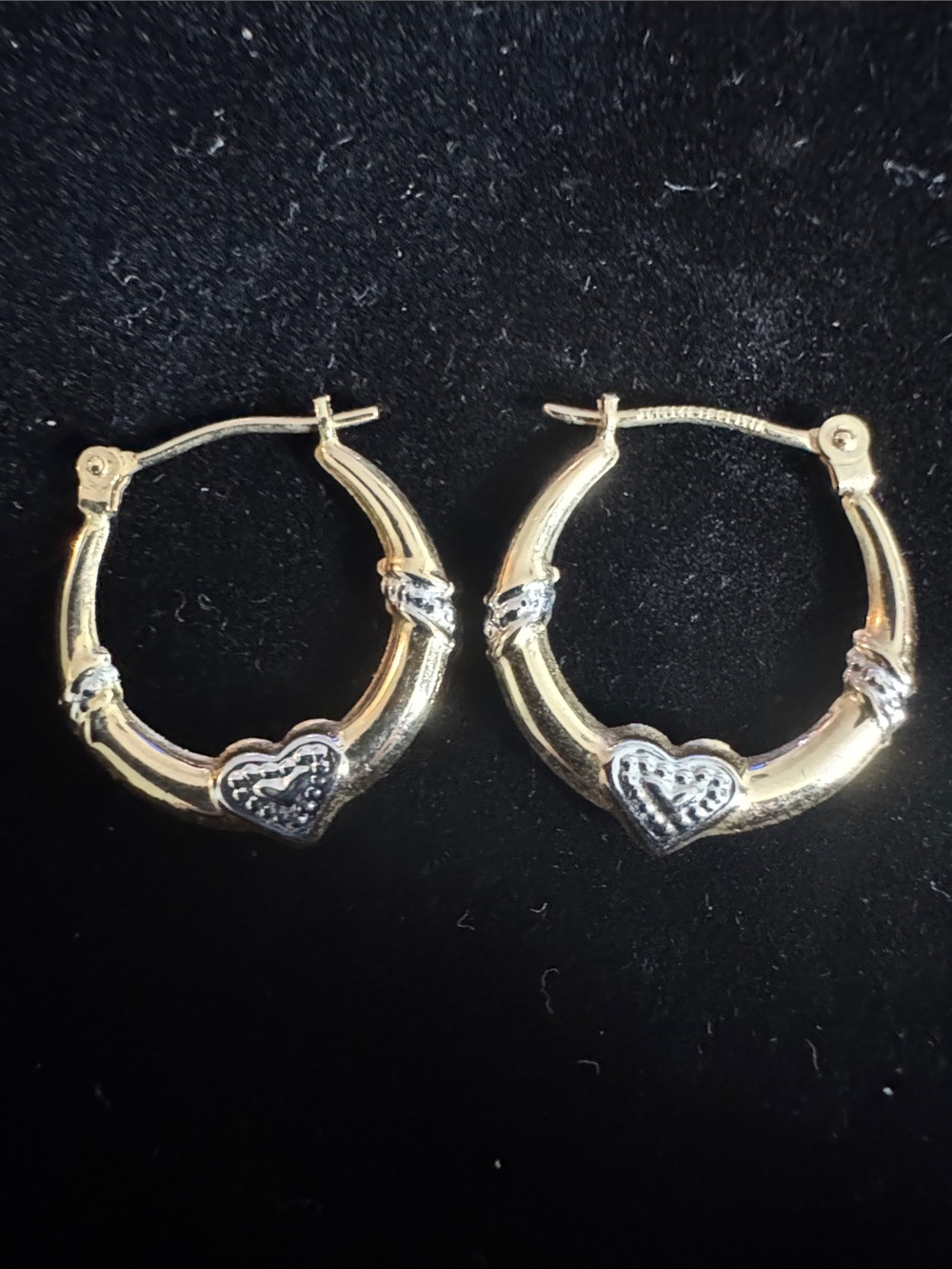 Gold Two Tone Claddagh Heart Hoop Earrings - Vintage